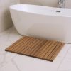 20" Brown Teak Wood Rolling Square Bath Mat