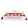 16" X 24" Red And White Lumbar Christmas Tree Plaid Cotton Throw Pillow Cover