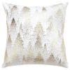 20" Ivory And Gold Cotton Winter Trees Throw Pillow