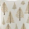 18" Natural Silver And Gold Cotton Christmas Trees Throw Pillow With Beads And Embroidery