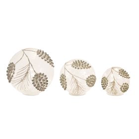 Pine Cone Globes/Timer (Set of 3) 4.25"H, 6"H, 8"H Glass