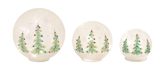 Christmas Tree Globe/Timer (Set of 3) 4.25"H, 5.5"H, 7.75"H Glass