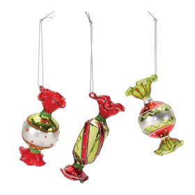 Candy Ornament (Set of 12) 3.25"H Glass