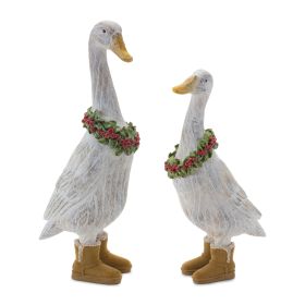 Christmas Goose w/Boots (Set of 2) 9.25"H, 11.5"H Resin