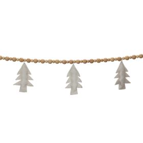 Bead and Tree Garland (Set of 2) 6'L Wood/Wool