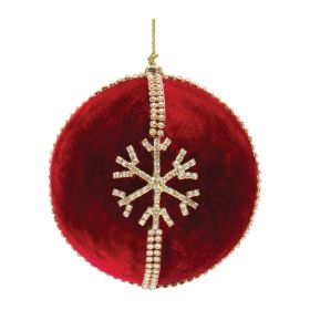 Ball Ornament w/Snowflake (Set of 4) 4"D Polyester