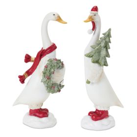 Christmas Goose (Set of 4) 9.5"H, 10"H Resin