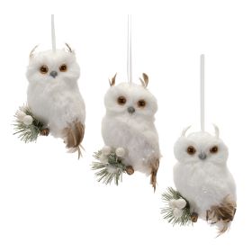 Owl Ornament (Set of 6) 4"H Foam/Polyester