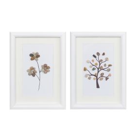 Tree and Floral Wall Art (Set of 2) 10.25"L x 14.25"H MDF/Glass