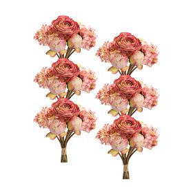 Peony and Hydrangea Bouquet (Set of 6) 16.75"H Polyester