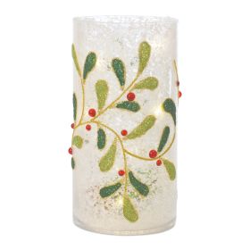 Mistletoe Candle Holder (Set of 2) 7.75"H Glass