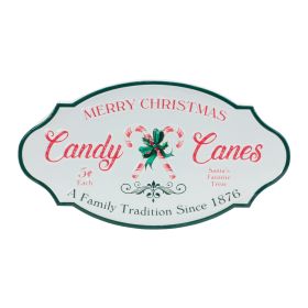 Candy Cane Sign 17.75"L x 9.75"H Metal