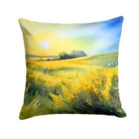 Nebraska Goldenrod in Watercolor Throw Pillow Machine Washable, Indoor Outdoor Decorative Pillow for Couch, Bed or Patio, 18Hx18W
