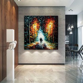 Hand Painted Oil Painting Original Romantic Cityscape Oil Painting On Canvas Large Wall Art Abstract Colorful Forest Painting Custom Tree Paintin (Style: 01, size: 120x120cm)